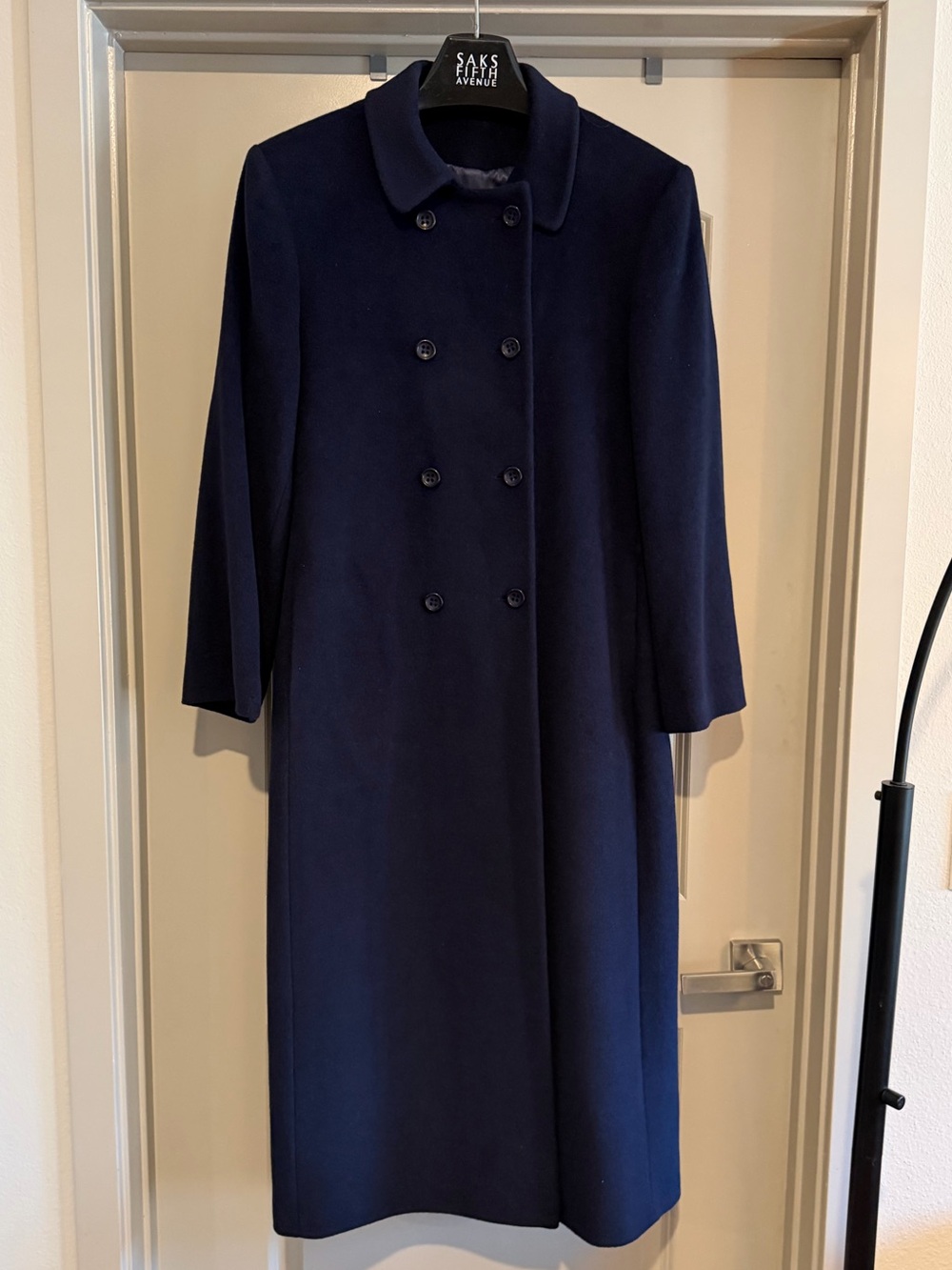 Vintage Burberrys’ Navy Wool Cashmere Maxi Coat Ireland EUR 40 / US 10